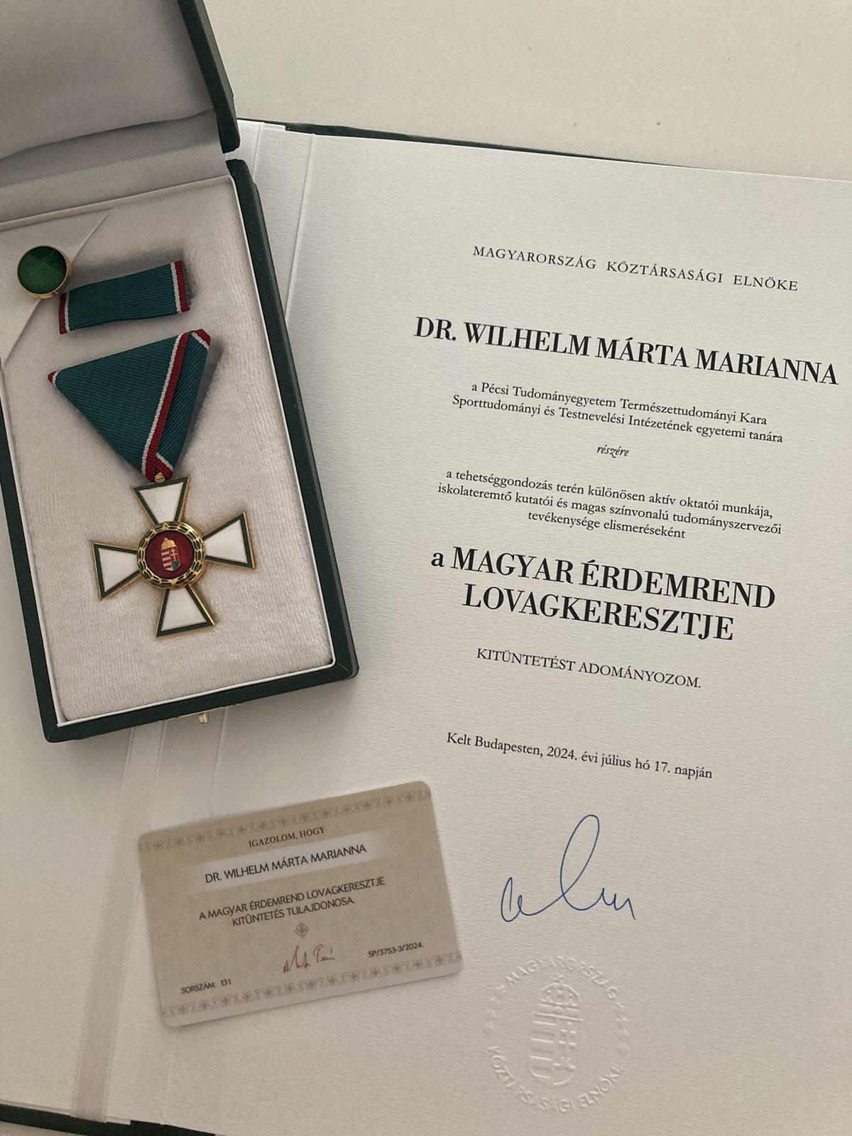 Wilhelm Márta - Magyar Érdemrend Lovagkeresztje